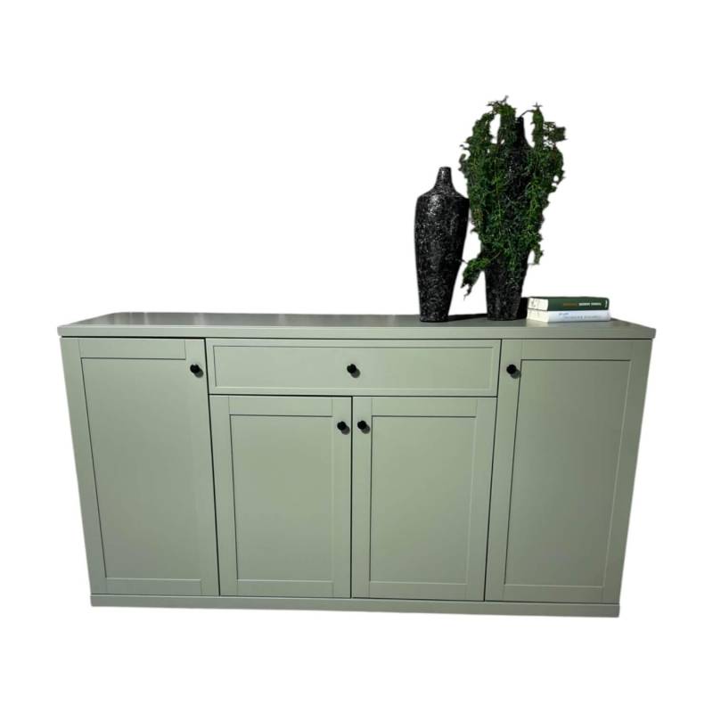 Sideboard Caseda Lack Schilfgrün Griffe Schwarz Matt von IRO