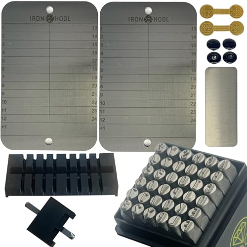 IRON HODL Cold Wallet Stanzbuchstaben Set mit Schablone + Testplatte, Schrauben, Sticker, Box (2x 24+1) Recovery Seed Phrase Metallplatte Crypto Wallet Bitcoin Wallet Crypto Cold Wallet Crypto Ledger von IRON HODL