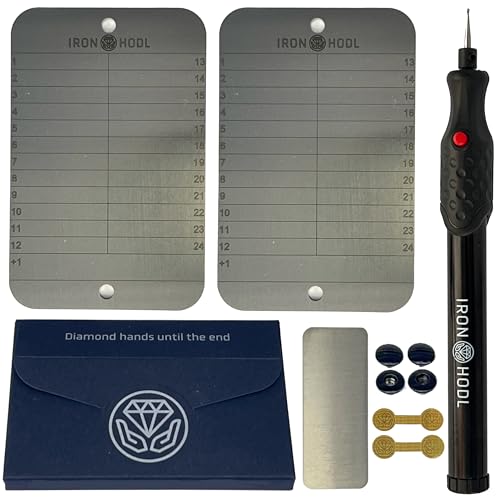 IRON HODL Steel Wallet + Gravierstift schwarz + Testplatte, Schrauben, Sticker, Box - (2x 24+1) Recovery Seed Phrase Metallplatte Crypto Wallet Bitcoin Wallet Crypto Cold Wallet Crypto Ledger black von IRON HODL