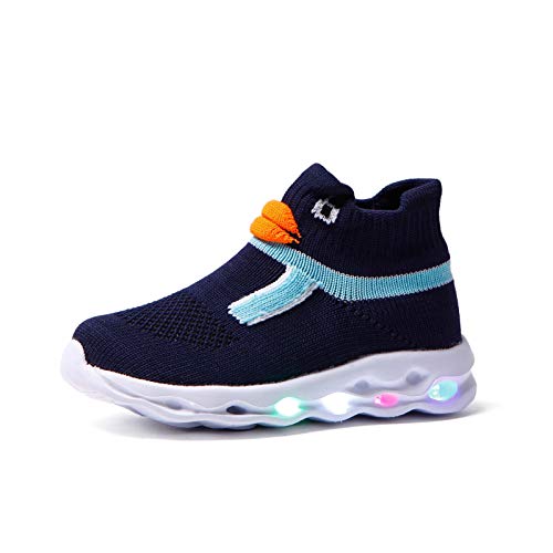 IRON JF Kinder Schuhe, Leuchtschuhe mädchen Jungen, led Schuhe Kinder Little Yellow Duck leuchtende Schuhe LED- Lichter Socken Sportschuhe Kinder leichte Netzschuhe (Color : Blau, Size : 27 EU) von IRON JF
