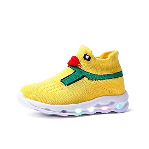 IRON JF Kinder Schuhe, Leuchtschuhe mädchen Jungen, led Schuhe Kinder Little Yellow Duck leuchtende Schuhe LED- Lichter Socken Sportschuhe Kinder leichte Netzschuhe (Color : Gelb, Size : 22 EU) von IRON JF