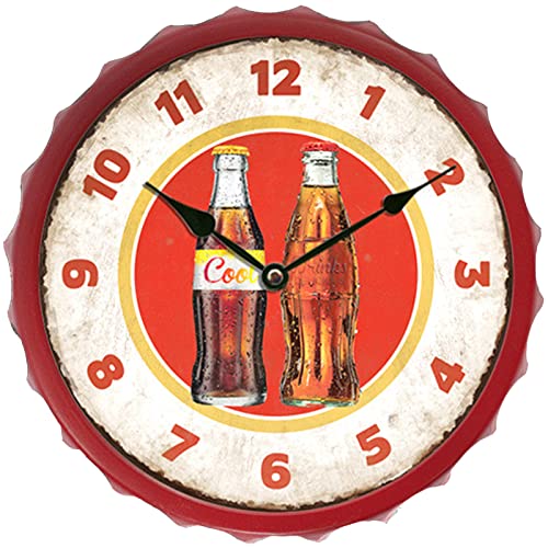 IRON JF Küchenuhr, stilvolle nostalgischer Retro-Bier Muster,kreatives Geschenk, farbig Wanduhr, für Haus,Wohnzimmer, Küche, Schlafzimmer und Höhle,Kneipe,Restaurant (33cm, Rot) von IRON JF