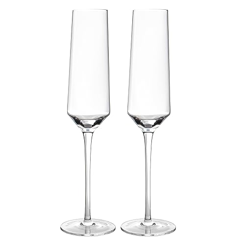 IRONABLE Sektgläser, Mundgeblasene Champagner gläser, Spülmaschinenfeste Sektgläser Glas, Set 210 ml, 2er-Pack, Flöte/Tulpe Optional (Flute) von IRONABLE