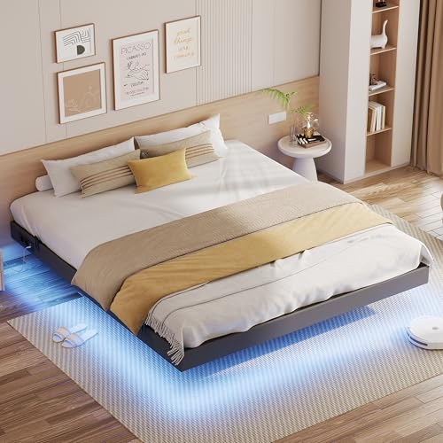 IRONCK Bett 180x200 mit LED Beleuchtung und Ladestation, Bettgestell 180x200 mit Stauraum, Floating Bed Frame, Bettrahmen 180x200cm, Jugendbett, Metallbett mit Lattenrost Doppelbett, Grau IRONCK Bett 180x200 mit LED Beleuchtung und Ladestation, Bettgestell 180x200 mit Stauraum, Floating Bed Frame, Bettrahmen 180x200cm, Jugendbett, Metallbett mit Lattenrost Doppelbett, Grau von IRONCK