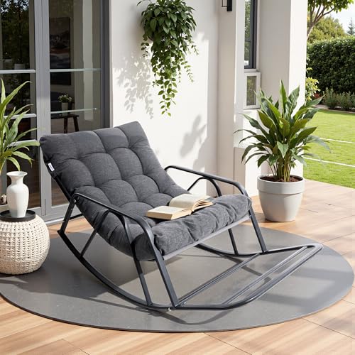 IRONCK Patio-Schaukelstuhl mit Kissen, Übergroßer Garten-Schaukelstuhl mit Armlehnen und Fußstütze, Moderner Lounge-Stühle für Wohnzimmer, Garten, Terrasse & Balkon, Grau IRONCK Patio-Schaukelstuhl mit Kissen, Übergroßer Garten-Schaukelstuhl mit Armlehnen und Fußstütze, Moderner Lounge-Stühle für Wohnzimmer, Garten, Terrasse & Balkon, Grau von IRONCK