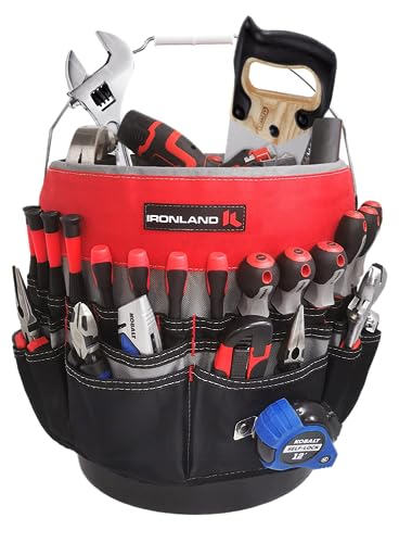 IRONLAND Werkzeugtasche aus starkem 600D wasserdicht Polyester mit starken Webbings. Passend für die meisten 5 Gallonen Eimer von IRONLAND