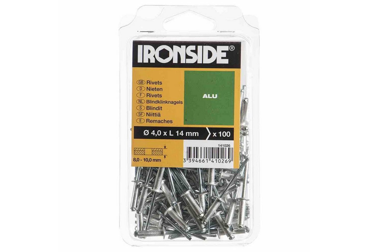 IRONSIDE Blindniete Blindnieten 4,0 x 14 mm Aluminium, Verpackungsinhalt: 100 Stück IRONSIDE Blindniete Blindnieten 4,0 x 14 mm Aluminium, Verpackungsinhalt: 100 Stück von IRONSIDE