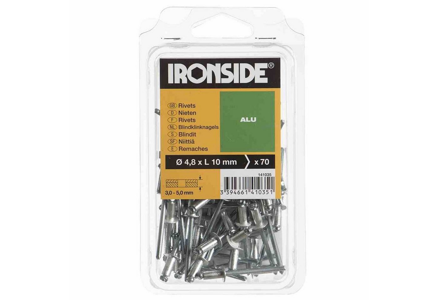 IRONSIDE Blindniete Blindnieten 4,8x10mm Alu 70 Stück Nieten Dichtnieten Befestigung Nägel IRONSIDE Blindniete Blindnieten 4,8x10mm Alu 70 Stück Nieten Dichtnieten Befestigung Nägel von IRONSIDE