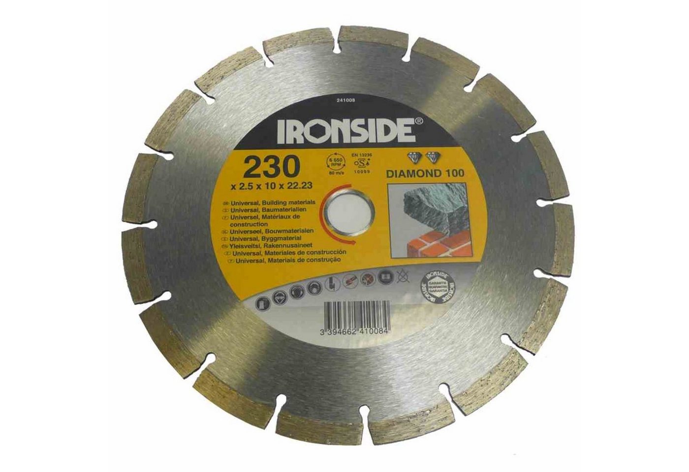 IRONSIDE Trennscheibe Diamant Trennscheibe 230mm 2,5/7mm Winkelschleifer Schleifscheiben Wer, Ø 230 mm von IRONSIDE