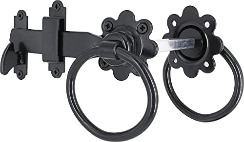 IRONTITE® Ring Torriegel für Holztore | automatischer Türriegel beidseitig bedienbar | Tor Riegel – ideal zum Schließen von Gartentoren und -türen | Gartentor Riegel (schwarz) von IRONTITE