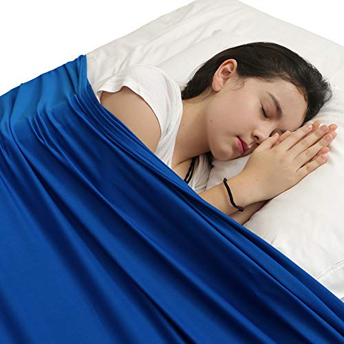 Sensorische Kompressionsdecke für Kinder -Sensorisches Bettlaken Schlafmittel - Helfen Sie Kindern, sich nachts zurechtzufinden - Atmungsaktiv Dehnbar Bequemer Schlaf (Einzelbett,Blau) von IRQ