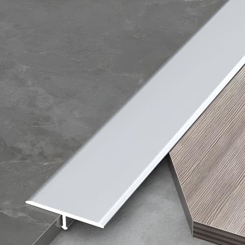 90cm, Bodenübergangsstreifen, 3-teilige T-Form-Übergangsprofil, Übergangsleiste Selbstklebend Für Fliesen, Holz Und Laminatverbindungen(Silver,6cm x 270cm (3 * 90cm)) von IRUGS