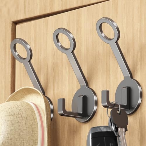 IRUGS 3er-Pack Wandhaken Aus Aluminium, Modernes Gestell Für Die Innendusche, Handtuchhalter Für Den Eingangsbereich Für Hüte Taschen Schlüssel Rucksäcke(Gray) von IRUGS