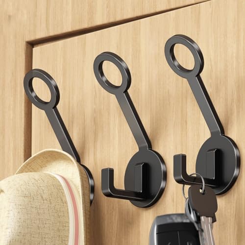 IRUGS 3er-Pack Wandhaken Aus Aluminium, Modernes Gestell Für Die Innendusche, Handtuchhalter Für Den Eingangsbereich Für Hüte Taschen Schlüssel Rucksäcke(Schwarz) von IRUGS