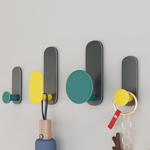 IRUGS 4er-Pack Selbstklebende Kleiderhaken Für Die Tür, Kleiderbügel Zur Wandmontage, Dekorative Wandhaken, Handtuchhalter Für Badezimmer Küche Schlafzimmer(Schwarz) von IRUGS
