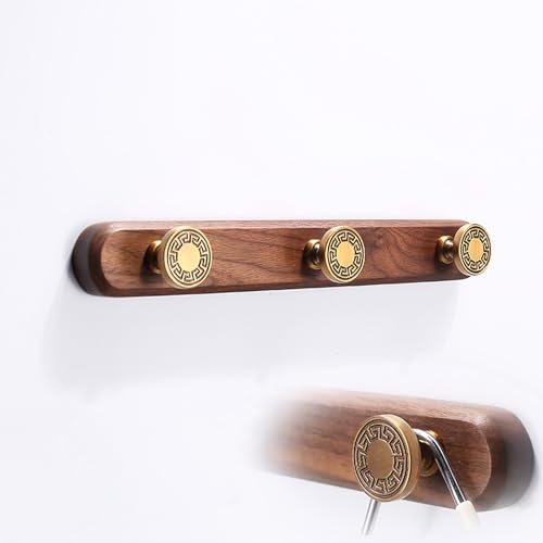 IRUGS Robuster Handtuchhalter, Wandhalterung Für Kleiderbügel Aus Holz, 3 5 6 Kleiderhaken Aus Messing Für Wohnzimmer Badezimmer Küche(30cm/11.8in) von IRUGS