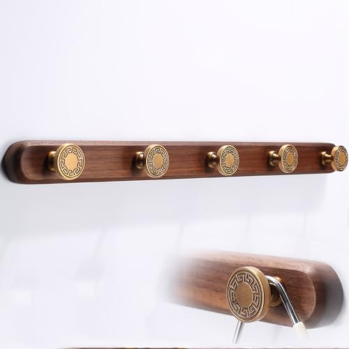 IRUGS Robuster Handtuchhalter, Wandhalterung Für Kleiderbügel Aus Holz, 3 5 6 Kleiderhaken Aus Messing Für Wohnzimmer Badezimmer Küche(50cm/19.6in) von IRUGS