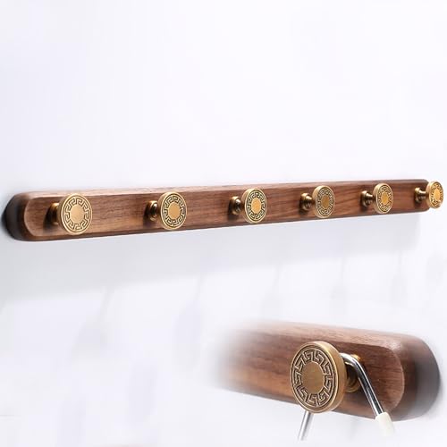 IRUGS Robuster Handtuchhalter, Wandhalterung Für Kleiderbügel Aus Holz, 3 5 6 Kleiderhaken Aus Messing Für Wohnzimmer Badezimmer Küche(60cm/23.6in) von IRUGS