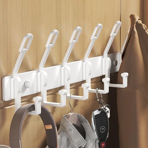 IRUGS Schwarze Wandgarderobe | Haken Für Badezimmertür | Handtuchhalter Aus Aluminium | Für Schlafzimmer Küche Badezimmer(Weiß,40cm/15.7in) von IRUGS