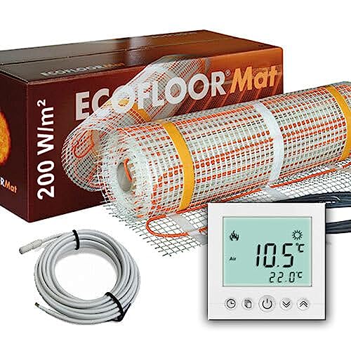 1 qm PREMIUM Fußbodenheizung elektrisch 200 Watt Fliese Bad Heizmatte Thermostat 1,0 m² von IRV-Heizung