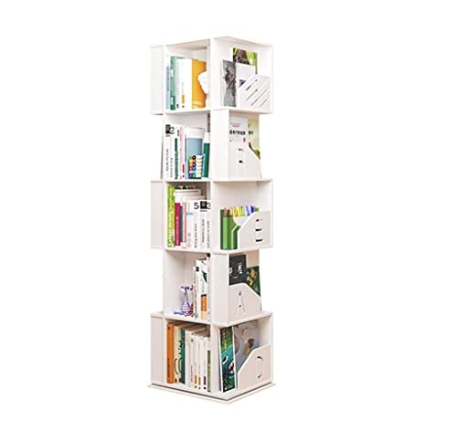 Bücherregal Bücherschrank 5 Tiers Kreatives Holz-Kunststoff-Bücherregal 360 Grad Drehbares Bücherregal Einfaches Eck-Bücherregal-Organizer Home-Regale Büroregal Aktenschran ( Color : White , Size : 44 von IRYZE