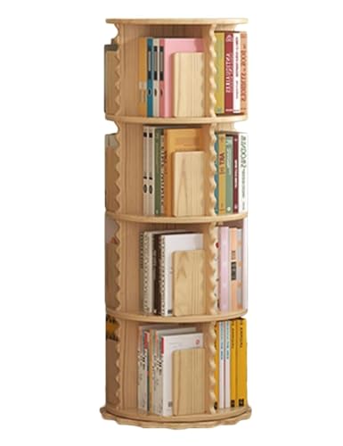 IRYZE Bücherregal Bücherschrank 360° Drehbares Bücherregal Aus Holz, Bücherregale Für Zuhause, Büro, Bodenstehendes Bücherregal Büroregal Aktenschran (Color : A, Size : 4 Tier) von IRYZE