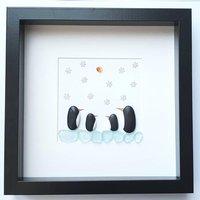 Pebble Art Pinguin Familie Unikat Muttertagsgeschenk Verlobungsgeschenk Jubiläumsgeschenk Geburtstagsgeschenk von IRockCrafts