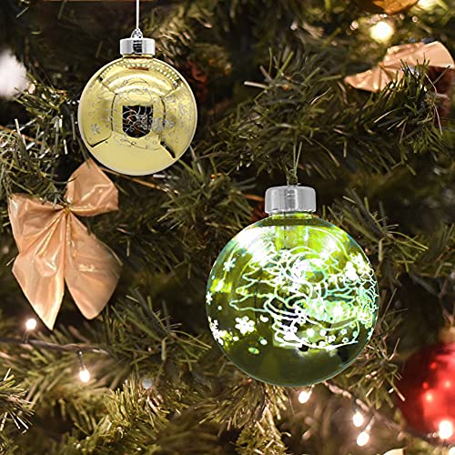 6 Stück Weihnachtsbaumkugeln, 8cm LED Weihnachtskugeln Lichterkette Weihnachtsdekoration Hängender Kugel Ornamente Christbaumkugeln Weihnachtsdeko Plastik Kugel Saisonal Dekoration Christbaumschmuck von ISAKEN