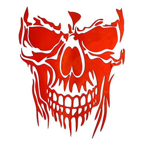 ISAKEN 1Pcs Auto Aufkleber Skull Autoaufkleber Totenkopf Aufkleber Skelett Aufkleber Skull Sticker Vinyl Auto Aufkleber Motorrad Auto Dekoration für Halloween Schädel Aufkleber, 23cm×28cm, Rot von ISAKEN