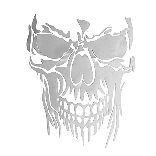 ISAKEN 1Pcs Auto Aufkleber Skull Autoaufkleber Totenkopf Aufkleber Skelett Aufkleber Skull Sticker Vinyl Auto Aufkleber Motorrad Auto Dekoration für Halloween Schädel Aufkleber, 23cm×28cm, Weiß von ISAKEN