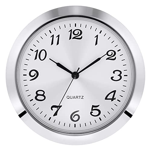 ISAKEN 2-1/8 Zoll (55 mm) Uhrwerk, Runde Uhr aus Quarzuhr mit Römischen Ziffern und Silber Trim, Einsteckuhrwerk für 55 mm Durchmesser Wanduhr Uhr Klein DIY Uhrwerk Zubehör von ISAKEN