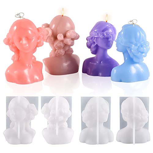 ISAKEN 2 Stück Kerzenform Silikonform 3D Statue Silikonformen Epoxidharz Formen Kerzenformen zum Gießen Silikon Körper, Candle Molds Ornamente für Kerzen, Eisputz, Figur, Dekoration von ISAKEN