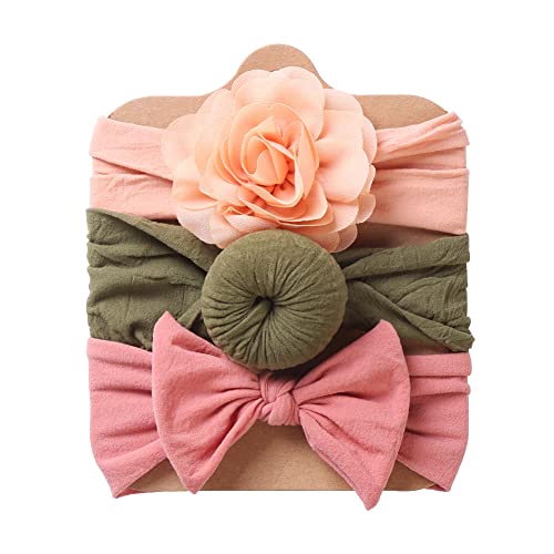 ISAKEN 3 Stück Baby Haarband Baby Stirnbänder Mädchen Elastische Haarbänder für Neugeborene Spitze Blütenblätter Blume Haarschmuck Baby Mädchen Geschenk von ISAKEN