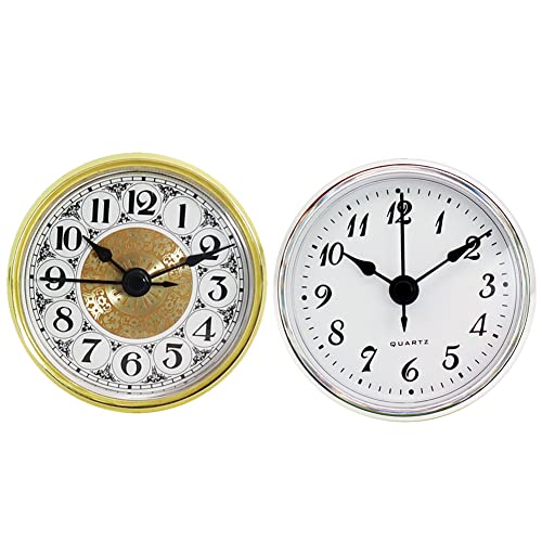 ISAKEN 70 mm Quarzwerk Runde Uhr aus Quarzuhr mit Römischen Ziffern, Uhrwerk aus Metall Einbau-Uhr Modellbau-Uhr Quartz Uhrwerk (70 mm) DIY Quartz Uhrwerk Zubehör Europäischer Stil Clock von ISAKEN