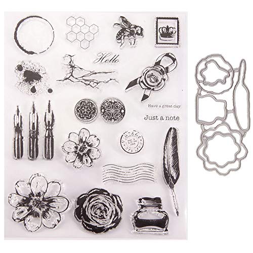 ISAKEN Blume Stanzschablonen mit Stempel, Stanzschablone Die Stanzen Zum Basteln Von Karten, Blume Schablonen Scrapbooking Stanzmaschine Stanzschablone für DIY Scrapbooking Fotoalbum Dekor Karten von ISAKEN