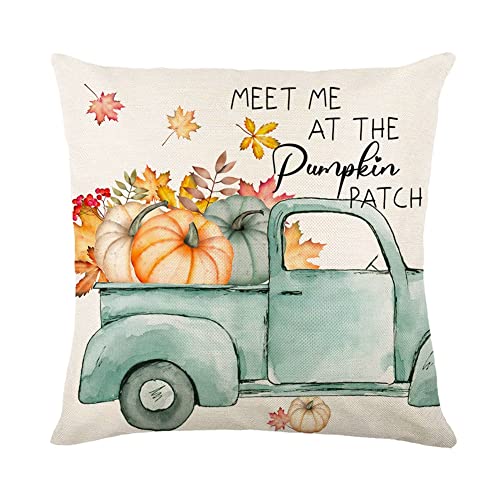 ISAKEN Kissenbezug Kürbis 45x45 cm, ekorativ Kissenbezug Baumwolle Kissenhülle Thanksgiving kissenbezüge Herbst Kissenhülle Kürbis Kissenbezug Kürbis für Sofa Auto Schlafzimmer von ISAKEN