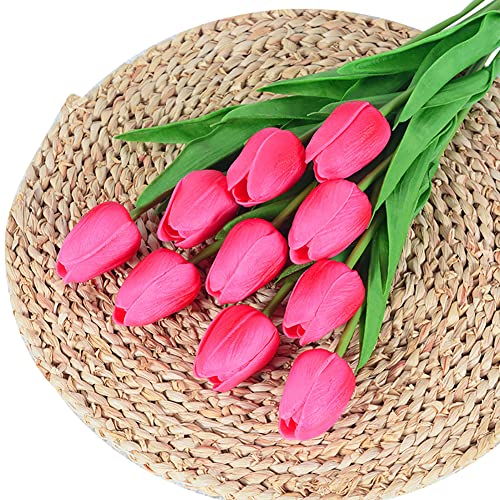 ISAKEN Künstliche Tulpen, 10 Stück Seidenblumen Tulpe Künstliche Blume Real Touch Bridal Wedding Bouquet Gefälschter Tulpenstrauß PU Künstliche Tulpenblume für Haus Büro DIY Blumenarrangements von ISAKEN