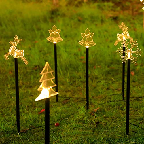 ISAKEN LED Solarleuchten Schneemann Figur Solar Gartenstecker Weihnachten Beleuchtet Beleuchtung Garten Solarlampen Weihnachtsdeko Lampe für Silvester Außen Outdoor Rasen Terrassen Deko von ISAKEN