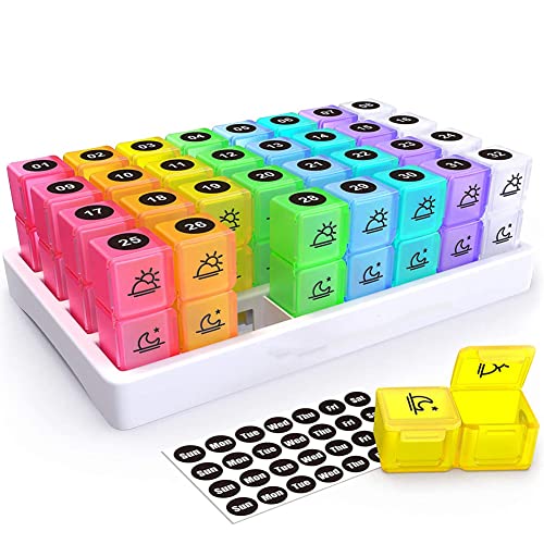 ISAKEN Pillendose Pillenbox für 31 Tage, Pillendose 31 Tage 2 Fächer Morgens Abends, Tragbar Tablettenbox Monat mit Deckel Medikamentenbox Medikamentendosierer für Unterwegs, Tägliche ISAKEN Pillendose Pillenbox für 31 Tage, Pillendose 31 Tage 2 Fächer Morgens Abends, Tragbar Tablettenbox Monat mit Deckel Medikamentenbox Medikamentendosierer für Unterwegs, Tägliche von ISAKEN