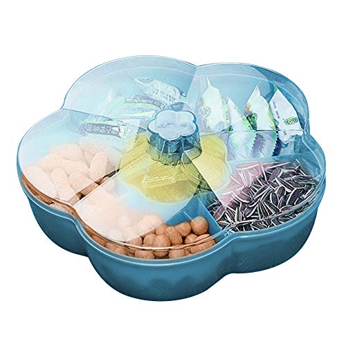 ISAKEN Snack Aufbewahrungsbox mit Deckel, 6 Zellen Blumenforme Süßigkeiten Box Snackschale, Lebensmittel Aufbewahrungsbox Obstbox Obsttablett, Transparente Snackfach Snackplatte Trockenobstbehälter von ISAKEN