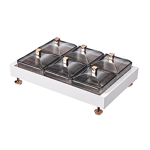 ISAKEN Snack-Organizer-Box mit Deckel, Servierschalen mit Deckel Herausnehmbares Snack-Bonbonglas-Tablett Snackschale mit Deckel Servierplatte für Trockenfrüchten, Nüssen, SüßIgkeiten von ISAKEN