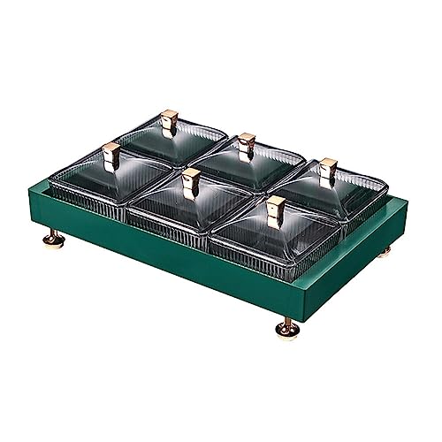 ISAKEN Snack-Organizer-Box mit Deckel, Servierschalen mit Deckel Herausnehmbares Snack-Bonbonglas-Tablett Snackschale mit Deckel Servierplatte für Trockenfrüchten, Nüssen, SüßIgkeiten von ISAKEN