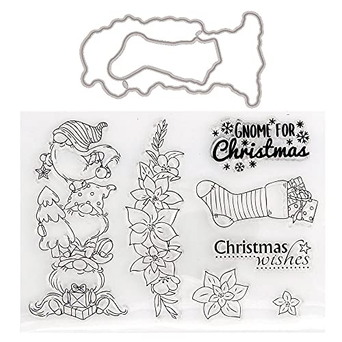 ISAKEN Stanzschablonen Und Stempel Set Weihnachten Silikonstempel Stanzmaschine Metall Stanzformen Stanzschablonen Für DIY Scrapbooking, Kunsthandwerk, Stanzen Kartenherstellungszubehör von ISAKEN