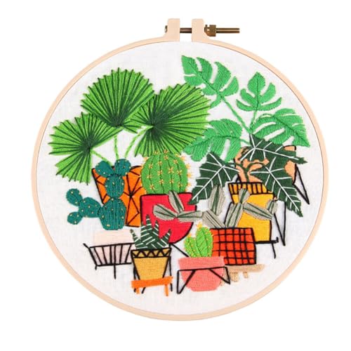 ISAKEN Stickerei Set Anfänger, Pflanzen Handgemachte Kreuzstich Set, Embroidery Cross Stitch Starter Kit Runde Einstellbare Stickerei Tool Kit für Erwachsene Anfänger ISAKEN Stickerei Set Anfänger, Pflanzen Handgemachte Kreuzstich Set, Embroidery Cross Stitch Starter Kit Runde Einstellbare Stickerei Tool Kit für Erwachsene Anfänger von ISAKEN