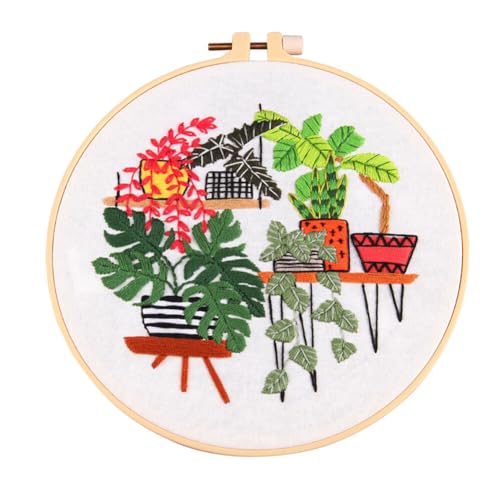 ISAKEN Stickerei Set Anfänger, Pflanzen Handgemachte Kreuzstich Set, Embroidery Cross Stitch Starter Kit Runde Einstellbare Stickerei Tool Kit für Erwachsene Anfänger ISAKEN Stickerei Set Anfänger, Pflanzen Handgemachte Kreuzstich Set, Embroidery Cross Stitch Starter Kit Runde Einstellbare Stickerei Tool Kit für Erwachsene Anfänger von ISAKEN