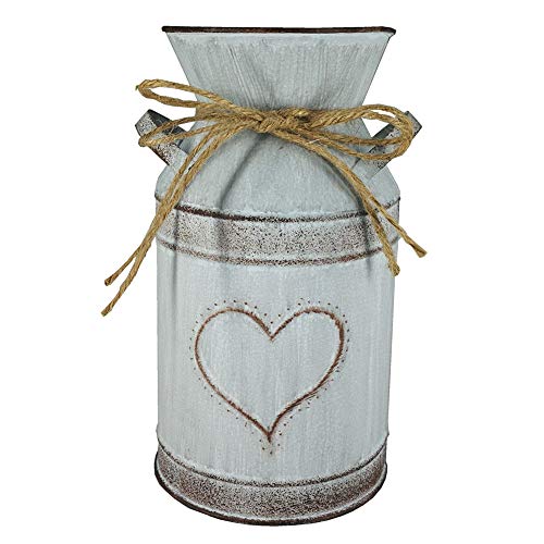 ISAKEN Vintage Blumenvase Eisen Blumentopf Milchkanne Shabby Deko Landhausstil Vase Rustikal Blumeneimer Übertopf Vase Metall Eimer Dekovase Kaktus Topf für Garten Wohnzimmer Tischdeko von ISAKEN