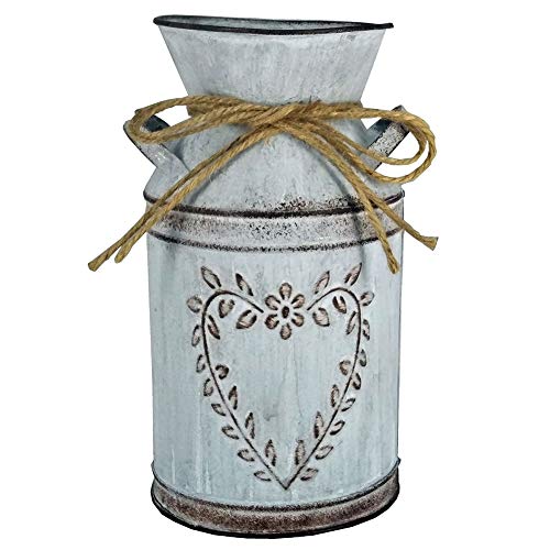 ISAKEN Vintage Blumenvase Eisen Blumentopf Milchkanne Shabby Deko Landhausstil Vase Rustikal Blumeneimer Übertopf Vase Metall Eimer Dekovase Kaktus Topf für Garten Wohnzimmer Tischdeko von ISAKEN