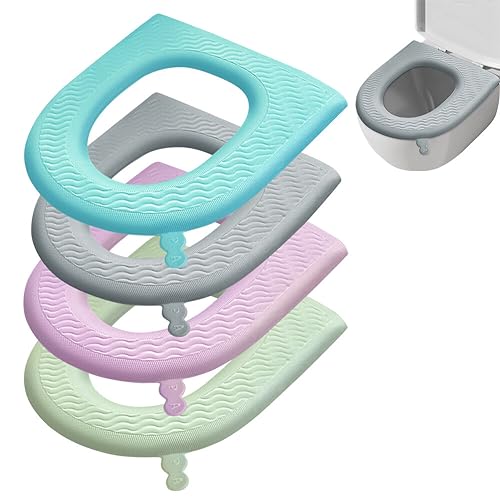 ISAKEN WC-Sitzbezug Toilettensitzbezug Pads Wasserdichtes WC-Sitzwärmer WC Sitzkissen Toilettensitz Pads Toilettensitzabdeckung Abdeckungskissen Für Damen Mamas Altere Menschen, 4 Stück von ISAKEN