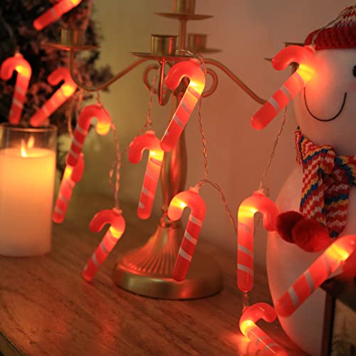 ISAKEN Weihnachten LED Lichterketten, 10 LEDs Zuckerstange Lichterketten Batteriebetriebene Lichterkette Weihnachtsthema Beleuchtung für Weihnachten Dekoration Zuhause Garten Schlafzimmer von ISAKEN