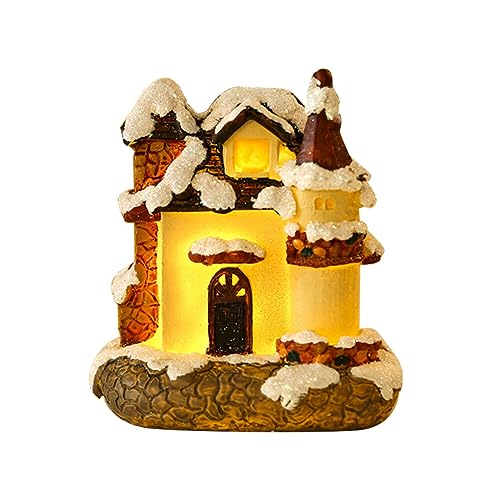 ISAKEN Weihnachtsdorf Häuser mit Led Beleuchtung, Mini Weihnachtsdorf Zubehör Weihnachtslaterne Innen Winter Deko Batteriebetrieben Weihnachtsdeko Weihnachten Beleuchtung Set Ornament von ISAKEN